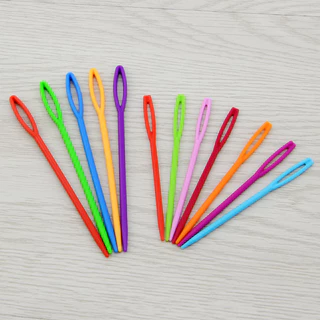 6pcs เข็มถักพลาสติก เข็มถักโครเชต์ เข็มเส้นด้ายขนสัตว์ DIY เสื้อกันหนาวเครื่องมือทอผ้า