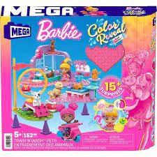 MEGA Barbie Color Reveal Train n Wash Pets Building Set เมก้า บาร์บี้ รุ่น HHP89