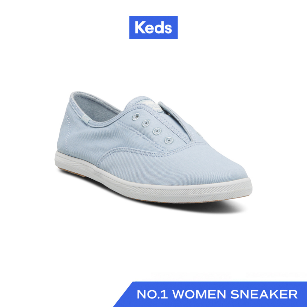 KEDS รองเท้าผ้าใบ ผู้หญิง สลิปออน แบบสวม Slip On รุ่น CHILLAX TWILL สีฟ้า ( WF66872 )