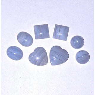(เหมาๆ 8 เม็ด 290) BLUE LACE AGATE คละเชฟ คละไซส์ หินแท้สีน่ารัก ความหมายดี