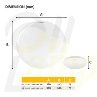 Lamptan โคมซาลาเปา LED Ceiling Lamp Star 18w 24w แสง 6500K หน้ากลม Sparkle Cover