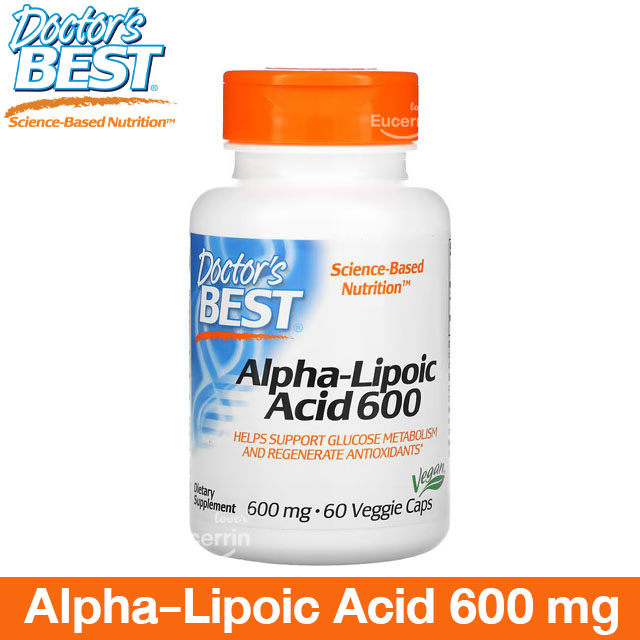 Doctor's Best Alpha-Lipoic Acid 600 mg 60 Veggie Caps อัลฟาไลโปอิกแอซิด ต้านอนุมูลอิสระ สนุนการเผาผลาญกลูโคส