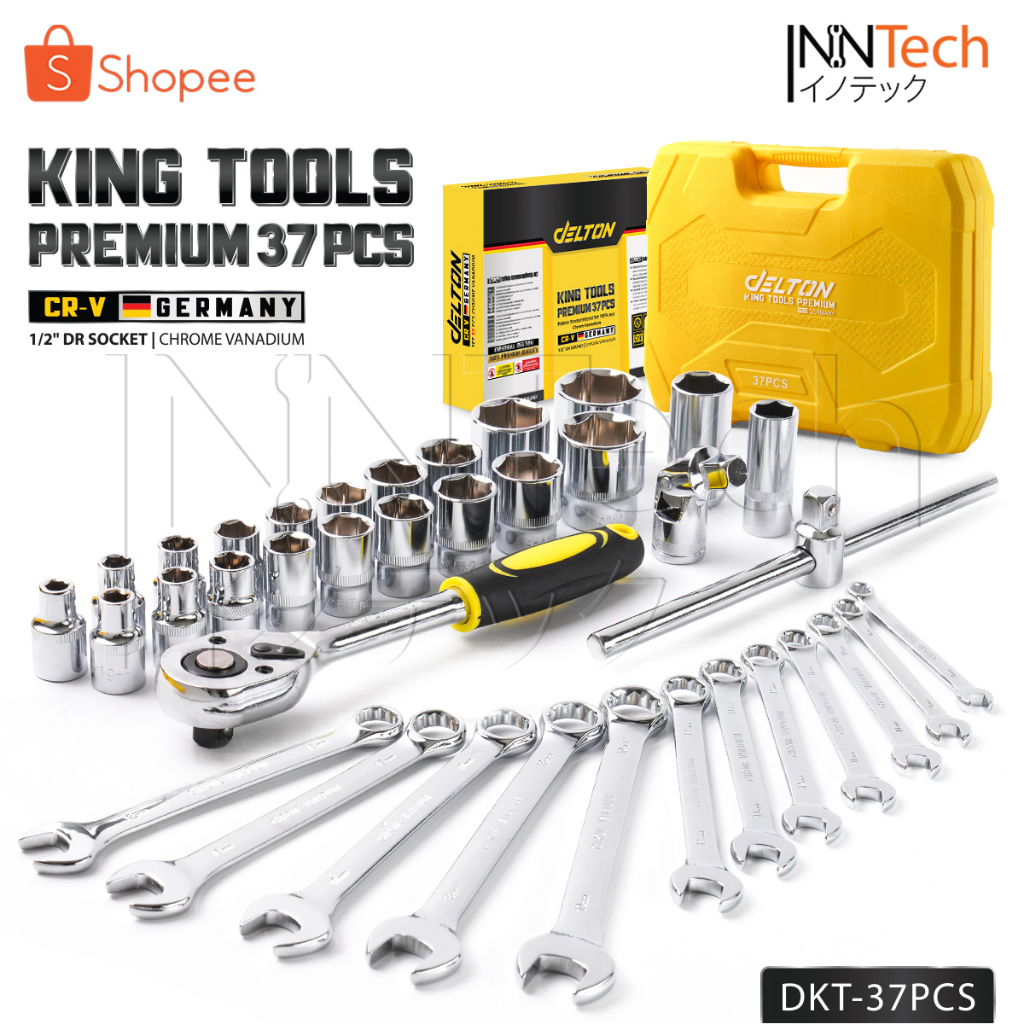 DELTON King Tools ชุดเครื่องมือ ประแจ ชุดบล็อก 37 ชิ้น ขนาด 1/2 นิ้ว (4 หุน) ชุดประแจ KING TOOLS SER