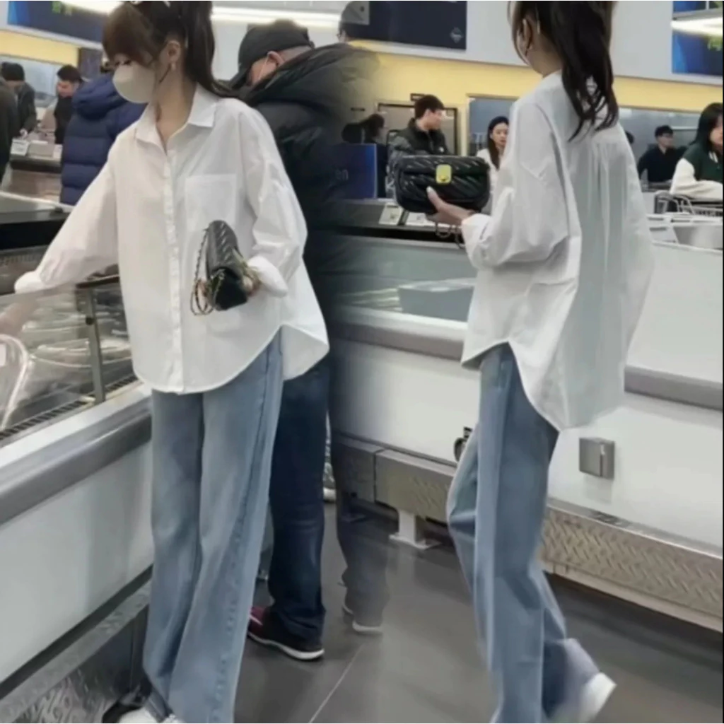 เสื้อเชิ้ตแขนยาวไซส์ใหญ่ผู้หญิง oversize เสื้อผ้าแฟชั่นสีพื้น ทรงหลวมสไตล์เกาหลี เสื้อโอเวอร์ไซส์สีขาว มินิมอล ใส่สบาย thumbnail 6