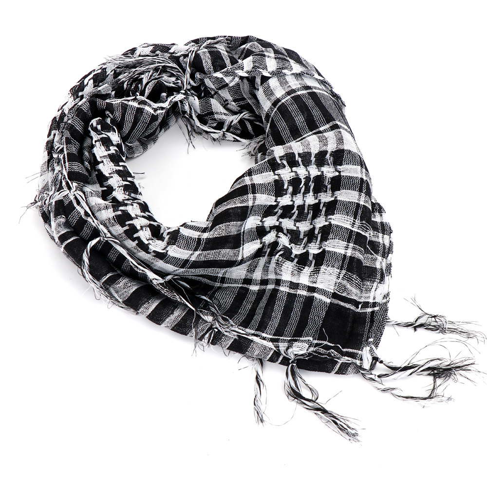ผ้าพันคอกันลมสำหรับผู้ชายมุสลิม Hijab Shemagh ยุทธวิธีผ้าคลุมไหล่อาหรับ Keffiyeh ผ้าฝ้ายแฟชั่นผ้าพันคอ