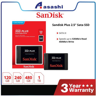 【จัดส่งในพื้นที่】ฮาร์ดดิสก์ Sandisk SSD Plus Hard Disk SATA III 2.5" 120GB 240GB 480GB 1TB Internal Solid State Driveประ