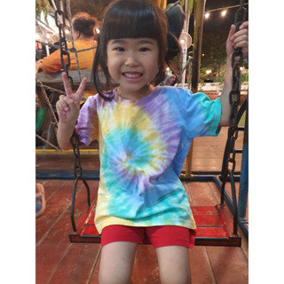 เสื้อมัดย้อมเด็กสีสวยๆ เนื้อผ้าฝ้าย cotton คอกลม ใส่สบาย ได้ทั้งชายหญิง Tie Dye kids T-shirt unisex