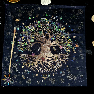 The Tree of Life Tarot Bag &amp; Altar Cloth ผ้ารองไพ่ทาโรต์ ผ้ารองไพ่ยิปซี ต้นไม้แห่งชีวิต เขียว อุปกรณ์การดูดวง ชุดดูดวง