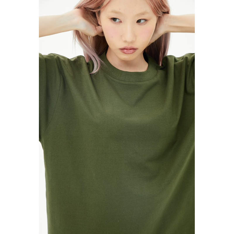 OV21 AMY  เสื้อยืดสีเขียวทหาร Cotton20 Oversize #4
