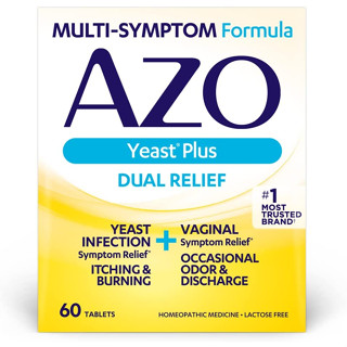 AZO Yeast Plus Dual Relief 60 Tablets บรรเทาอาหารคันและแสบร้อนช่องคลอด บรรเทาอาการติดเชื้อ vaginal ลดตกขาว