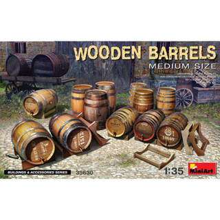 [MiniArt] 1/35 : Wooden Barrels,Medium Siveooden [MI 35630]