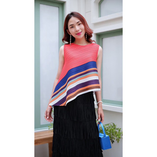 เสื้อพลีทลายเฉียง🌀pleated top