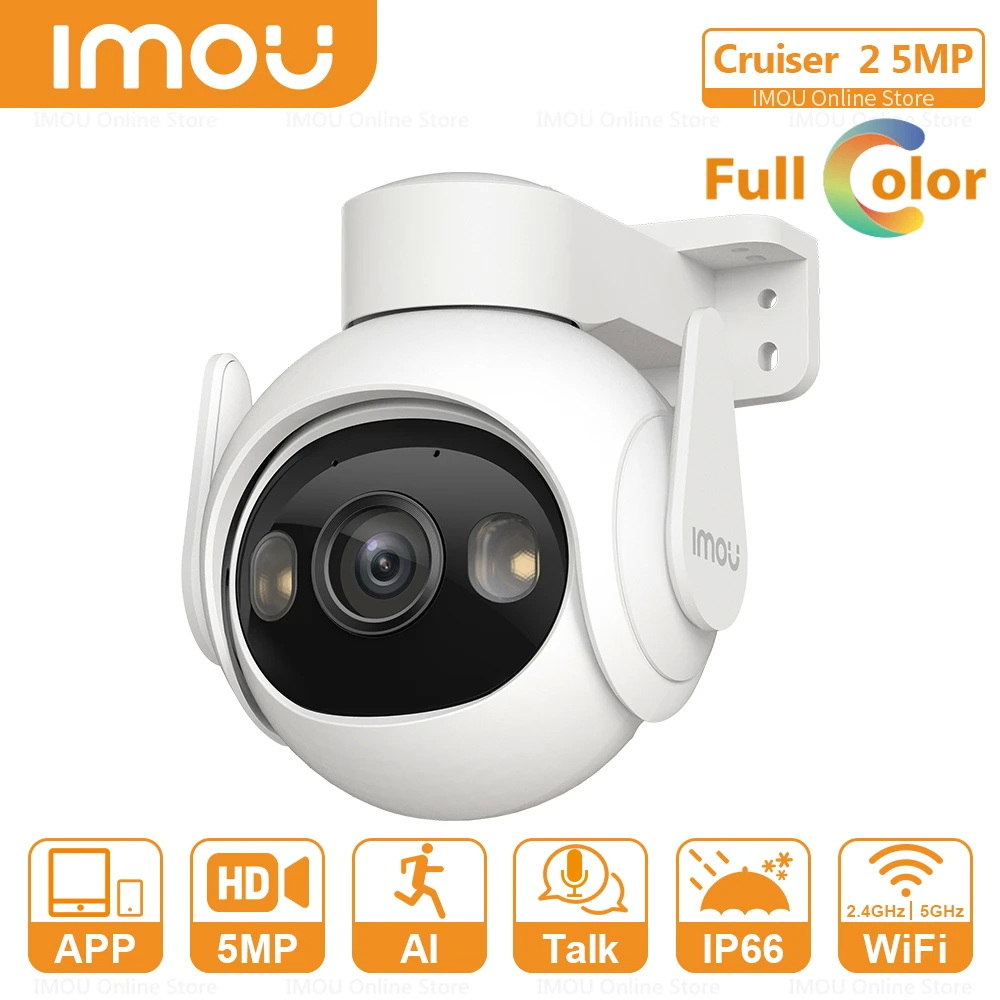 ⚡️กล้องวงจรปิดไร้สาย⚡️Dahua IMOU Cruiser 2 (5MP) 3K QHD Image | Smart Full-color Night Vision | Panoramic  Pan &amp; Tilt