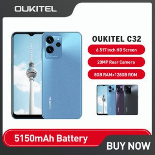 Oukitel C32 4G Dual SIM Smartphone 8GB +128GB 5150mAh Battery  Mobile Phone 6.517&amp;quot; 20MP Camera Cell Phone