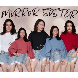 🔖ป้าย Mirrorsister 20919.4 เสื้อตัวเก๋ คอปีน แพทเทรินเสื้อทรงใส่ง่าย ช่วงแขนดีเทลปีกค้างคาว