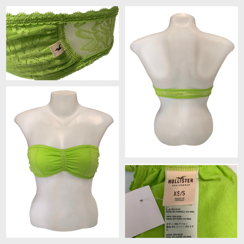 Hollister ( BK12 ) บรา เกาะอก ผู้หญิง สีเขียวลูกไม้ เซลล้างสต็อก