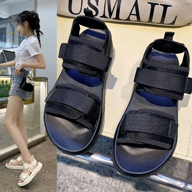 Flat Sandals 149 บาท ⚡พร้อมส่ง⚡รองเท้าแตะแฟชั่นผู้หญิง รองเท้าแตะลำลองสวมใส่สบายแบบแบน ตีนตุ๊กแกรองเท้าแตะกีฬา รองเท้าแตะชายหาด Women Shoes