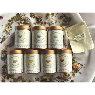 Chakra Tea Gift Set _ Herbal Tea 7 Chakra Teas _FREE Muslin Tea Bag จักระสมุนไพ ชุดของขวัญชา 7 กระปุกถุงชามัสลินฟรี