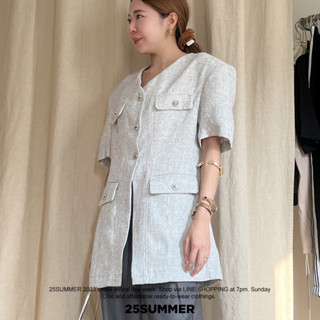 N29 - เบลเซอร์Openแขนสั้นกระดุมเงิน