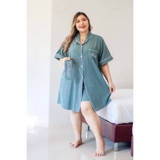 🔥Plussize🔥ชุดนอนคนอ้วน🔥 รอบอกเสื้อ  56 "  เอว 40-54"