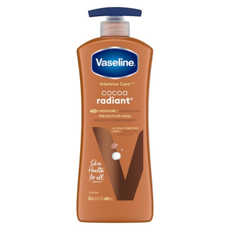 Vaseline Intensive Care, Cocoa Radiant Body Lotion 600ml. วาสลีน® อินเทนซีฟ แคร์™ โกโก้ เรเดียนท์ โลชั่น