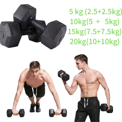 ดัมเบล（ดัมเบล 2.5 kg 5kg 7.5kg 2ชิ้นต่อชุด）กีฬาและกิจกรรมกลางแจ้ง ดัมเบลยาง พลาสติก ดัมเบลหกเหลี่ยม 