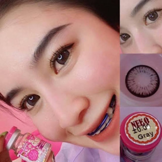 Neko Gray  สีเทา เทา โทนแบ๊ว ตากลมโต ใส่สวย ✨Wink Lens ✨ ค่าสายตา สายตาสั้น แฟชั่น สายตาปกติ Contact Lens เน้นขอบดำ ตาโต