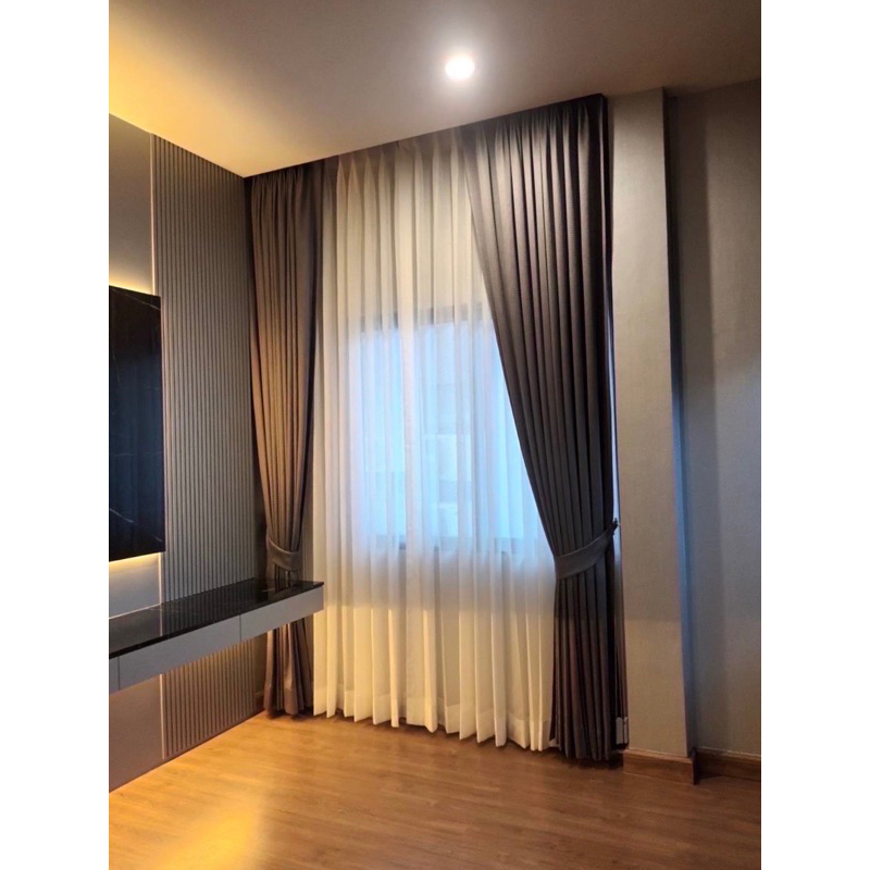 ม่านจีบผ้าทึบสั่งตัดตามขนาด สีstw03 ขนาด280x220(2ชุด)=4ผืนพร้อมสายรวบไม่รวมรางค่ะ