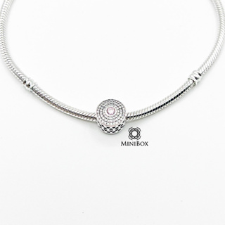 925 Silver Abstract with Pink Crystal Charm