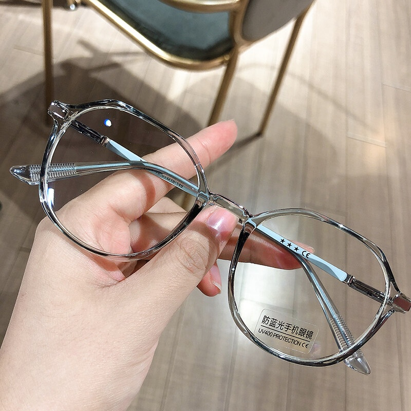 [จัดส่งในกทม] ป้องกันแสงสีฟ้า แว่นสายตาสั้น 0°-400° ความนิยม กรอบแว่นทรงกลม เครื่องประดับแฟชั่น มี 6 สีให้เลือก Unisex