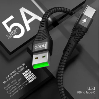 Hoco สายชาร์จเร็ว 5.0A/4.0A. สายถักอย่างดี 1.2m. Supercharge USB Type C Micro USB charging data cable U53