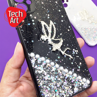 Oppo A15 A16/Vivo Y11/12/15/17 Y20/20s/12s เคสมือถือขอบนิ่มด้านหลักเคลือบเจลกากเพชรติดอะไหล่นางฟ้า สีพาสเทล