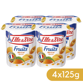 เอเล่แอนด์เวียร์ โยเกิร์ตรสแอพริคอต จากฝรั่งเศส 4x125g - Yoghurt Apricot 4x125g Elle &amp; Vire brand