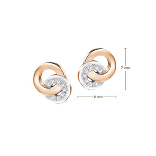 PRIMA ต่างหูเพชรรูปวงกลม (กลมเกลียว)  ตัวเรือน 9K  สี Rose Gold  รหัสสินค้า 991E1398-01 จำหน่ายเป็นคู่ (2ชิ้น)