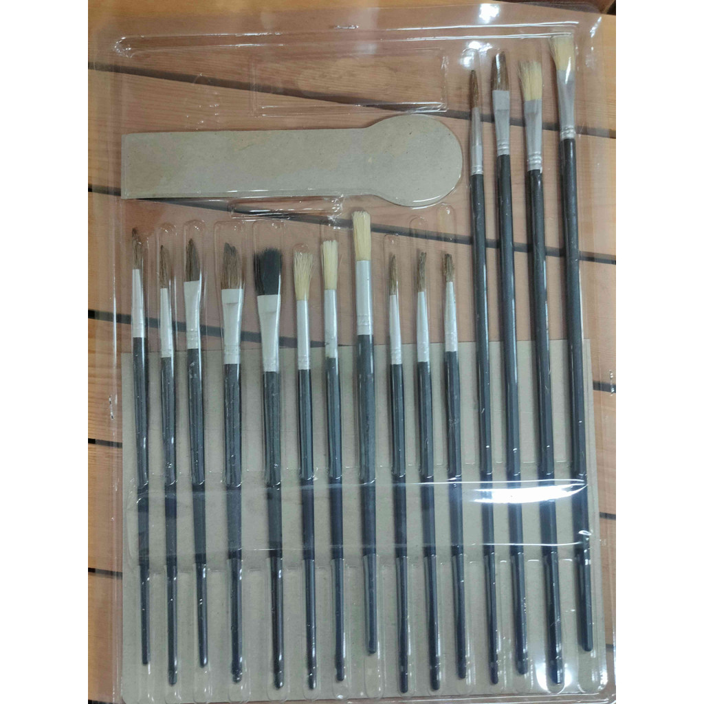 พู่กัน (เซ็ต 15 ด้าม) พู่กันระบายสี พู่กันสีน้ำ พู่กันสีโปสเตอร์ พู่กันสีอะคริลิค พู่กันสีน้ำมัน ภู่กัน พู่กันทาสี