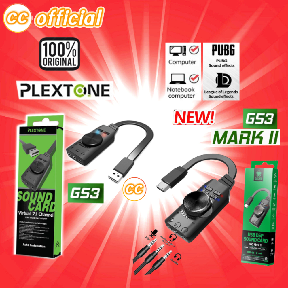✅ USB Sound PLEXTONE GS3 Mark II USB External Gaming Sound Card Virtual 7.1 Channel Surround Sound A