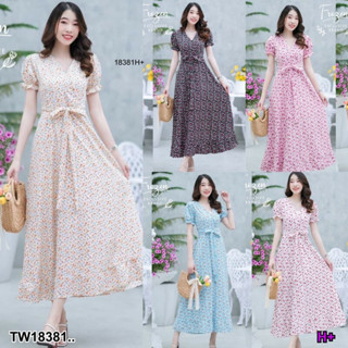 W18381 MaxiDress แม็กซี่เดรส แขนตุ๊กตา