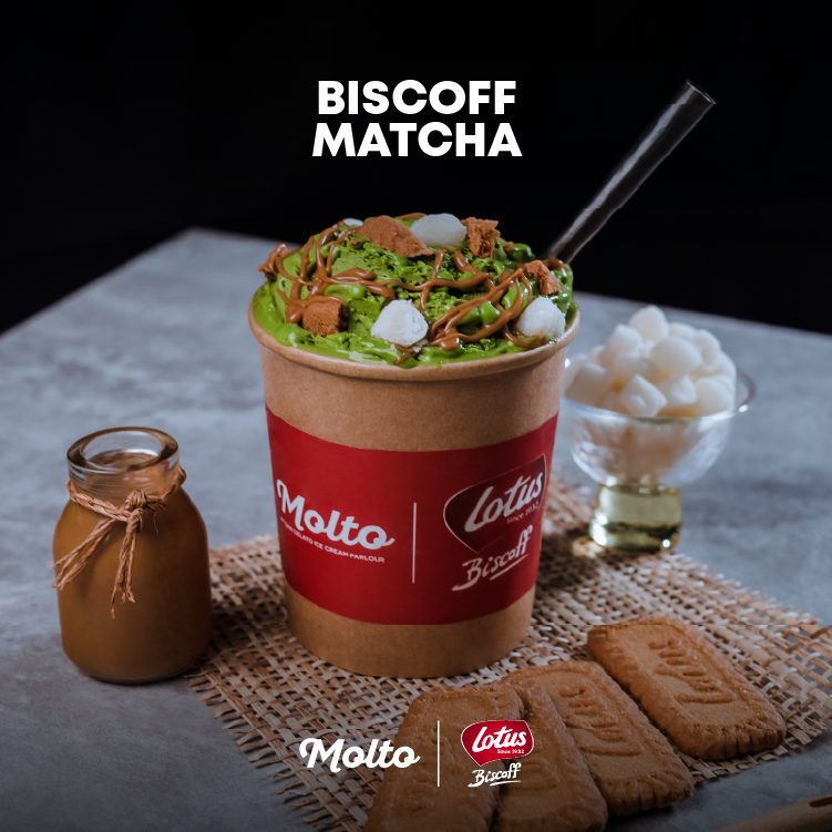 Biscoff Matcha (ไอศกรีม มัทฉะ บิสคอฟ 1 ถ้วย 16 oz.) - Molto premium Gelato