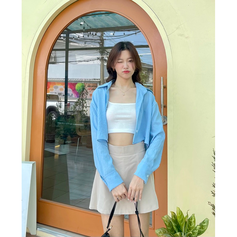 {เหลือ 210.- Code : WUMBSC} Apple-pie Crop เสื้อครอปเชิ้ต ราคา ถูกที่สุด ดีลบีเคเค แกลเลอรีภาพที่ 3