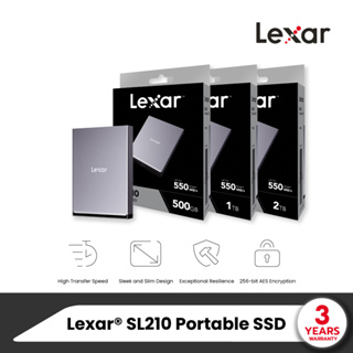 Lexar® SL210 Portable SSD เอสเอสดีขนาดพกพา ดีไซน์สวยหรู ผลิตจากอลูมิเนียมพ่นทรายละเอียด ความเร็วในการอ่าน/เขียน สูง