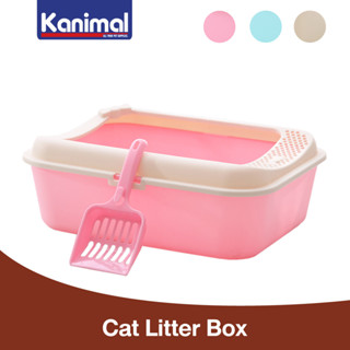 Kanimal Cat Litter Box ห้องน้ำแมว กระบะทราย มีขอบกันทรายเลอะ สำหรับแมวพันธุ์เล็ก-กลาง 38x30x14 ซม. แถมฟรี! ที่ตักทราย