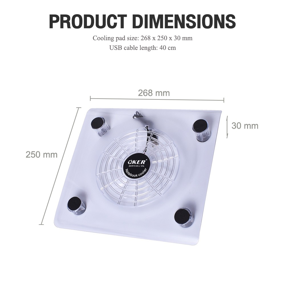 ✅แท้100% OKER C814 NOTEBOOK COOLING PAD ระบายความร้อนได้ดีเยี่ยมพัดลมโน็ตบุ๊ค ไฟสีฟ้าสวยๆ Cooler PAD #CC 814