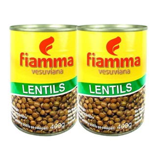 Fiamma ไฟมมาวีสุเวียนา ถั่วเลนทิลในน้ำเกลือ 400g x2 กระป๋อง ถั่วเลนทิล