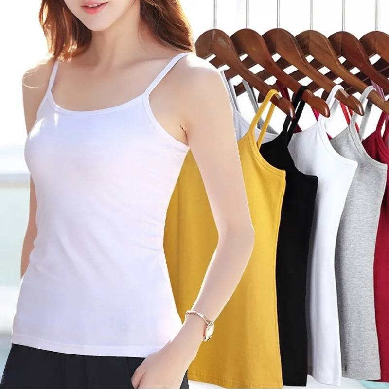 เสื้อสายเดี่ยว เต็มตัว (ผ้าคอตตอน) ซับในผู้หญิง ไม่ร้อน ผ้ายืด