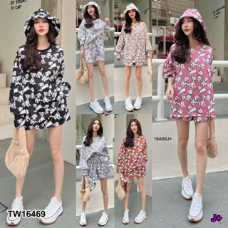 👗Pfashion [ส่งไวมาก🚛] P16469 Set 3 ชิ้น สื้อแขนยาวคอกลม + หมวกบักเกต + กางเกงขาสั้น