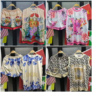 💖New🧸(พร้อมส่ง)ชุดเซ็ตเสื้อแขนกุด+กางเกงขาสั้นมีกระเป๋า2ข้าง(ผ้าไมโครพิมพ์ลาย)ชุดวัยรุ่นชุดผู้ใหญ่จ้า