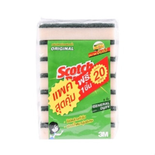 3M Scotch-Brite สก๊อตช์-ไบรต์ ฟองน้ำใหญ่ 3.5x6 (แพ็ค6+1ชิ้น) #XN002030353 | AXE_OFFICIAL