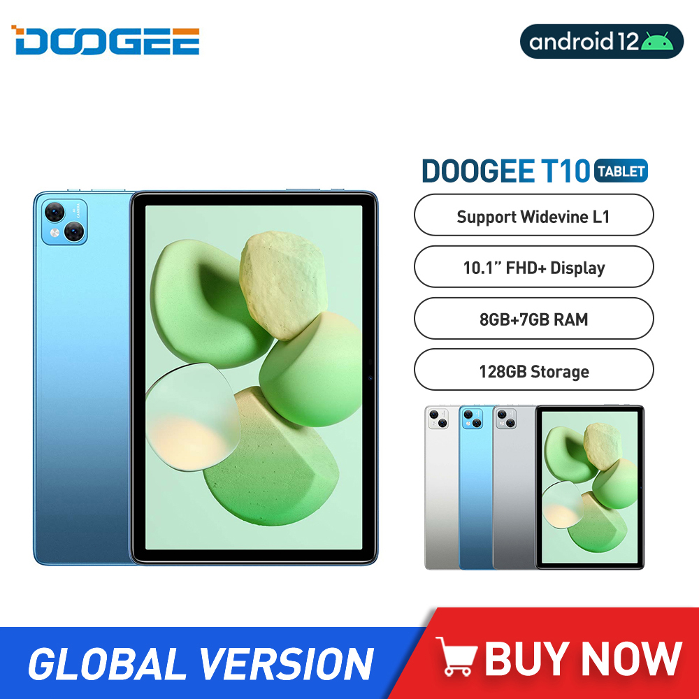 DOOGEE T10 Tablet 8GB RAM 128GB ROM 10.1 Inch IPS FHD+ 1920*1200 Display Tablets 13MP Camera 8300mAh 4G LTE Android 12 Pad