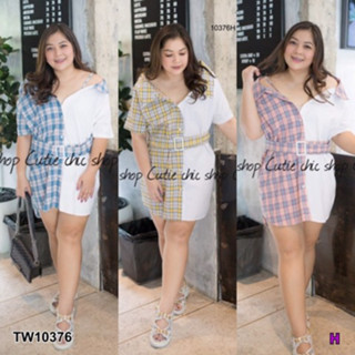 CS10376 เดรสเชิ้ต #BigSize ลายสก๊อตทูโทน#A7-1 Dress-shirt #BigSize two-tone plaid #A7-1