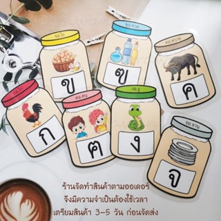 พยัญชนะไทย ก-ฮ (กันน้ำ💦)​ พร้อมคำอ่าน และรูปภาพ บัตรคำก-ฮ บัตรคำติดผนัง